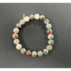 African Bloodstone Bead Bracelet Round Crystals (Seftonite), Healing Crystals